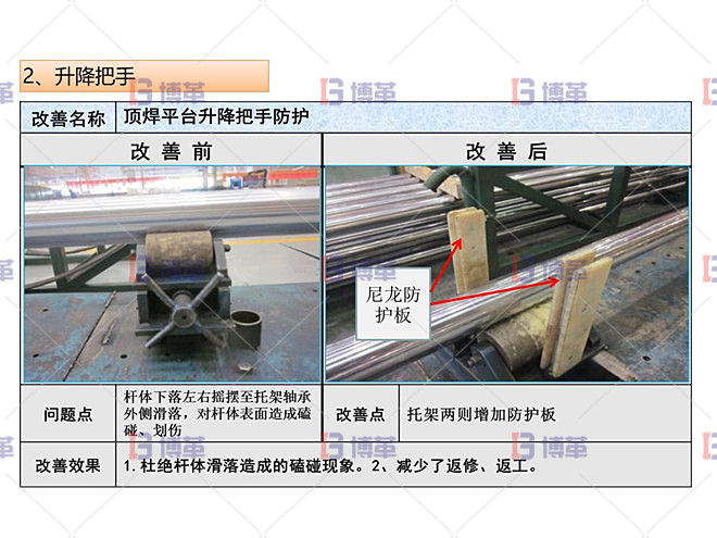 改善實施 頂焊平臺升降把手防護(hù)